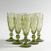 Criss Light Green Stem Glass  Set Of 6